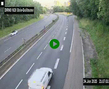 Webcam routière à hauteur de Bois-Guillaume en périphérie de Rouen. Vue orientée vers Rouen