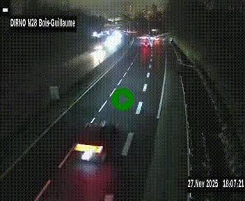 Webcam routière à hauteur de Bois-Guillaume en périphérie de Rouen. Vue orientée vers Rouen