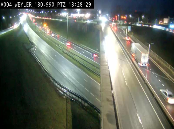 Webcam à la jonction entre la N81 et l'E411 à hauteur de la sortie 32 Longwy/Messancy à Arlon. Vue orientée vers Bruxelles