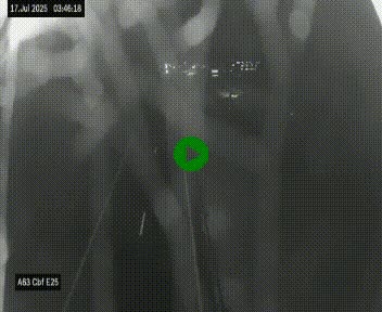 Webcam autoroute A63 en périphérie de Bordeaux au sud-est de la ville, en provenance du bassin d'Arcachon. Vue orientée vers Bordeaux
