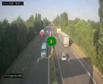 Webcam routière à la fin de la N10, en périphérique ouest d'Angouleme, proche de la jonction avec l'A10