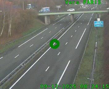 Caméra routière sur l'autoroute A20 au nord de Limoges, à la jonction avec la N520. Vue orientée vers Paris