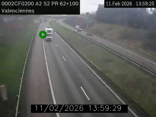 Webcam autoroute A2 à Valenciennes. Vue orientée vers Maubeuge et Mons (Belgique)