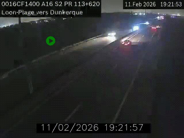 Webcam autoroute A16 à hauteur de Loon-Plage. Vue orientée vers Dunkerque et la Belgique.