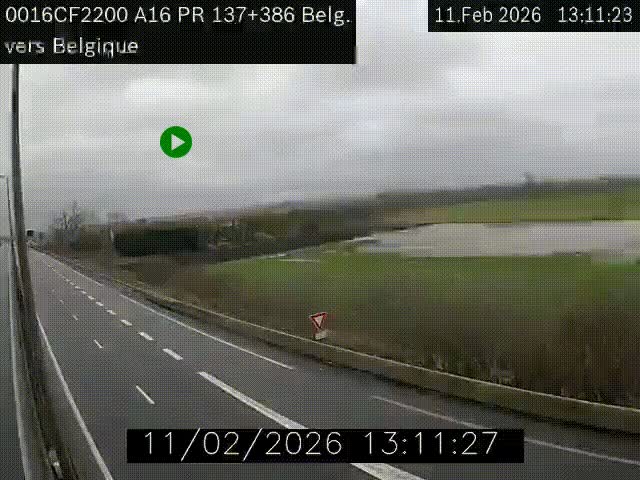Webcam à la frontière franco-belge au niveau de Bray-Dunes/De-Panne sur l'autoroute A16. Vue orientée vers la Belgique