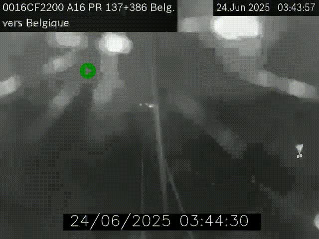 Webcam à la frontière franco-belge au niveau de Bray-Dunes/De-Panne sur l'autoroute A16. Vue orientée vers la Belgique