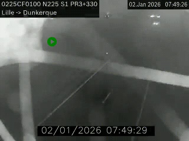 Webcam autoroute A25 (N225) à hauteur de Bergues (Bierne). Vue orientée vers Dunkerque.