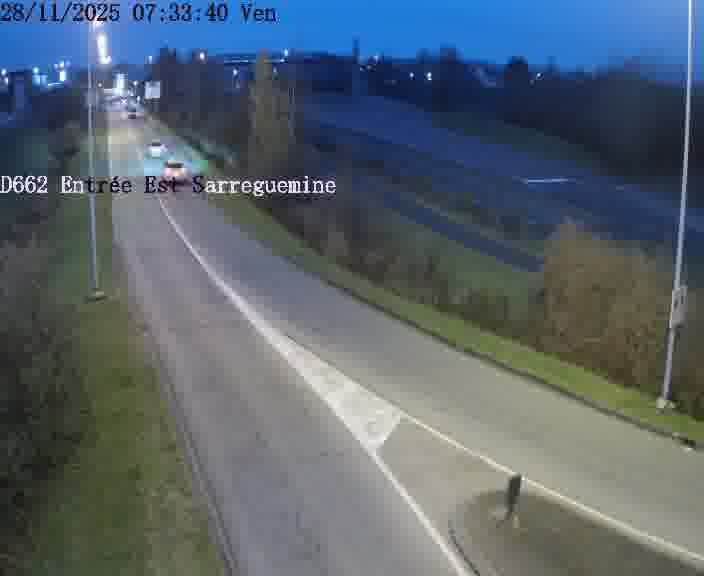 Point de vue trafic déployé sur D662 (France) à Sarreguemines, regardant vers Sarreguemines, aidant conducteurs et services à anticiper les flux.