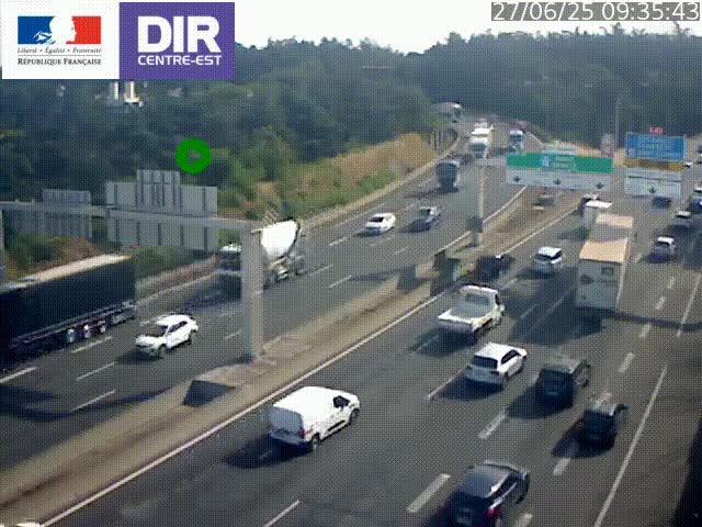 Caméra de circulation routière sur le boulevard périphérique Laurent Bonnevay de Lyon (D383) à hauteur de Bron, avant la jonction avec l'A43. Vue orientée vers l'échangeur
