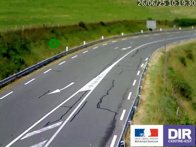Webcam sur le col Pin Bouchain, vue orientée vers Roanne, en provenance de Lyon sur la nationale 7 (N7)