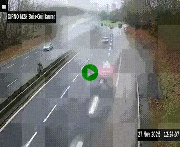 Webcam routière à hauteur de Bois-Guillaume en périphérie de Rouen. Vue orientée vers Rouen