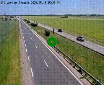 Webcam à hauteur de Vert-en-Drouais sur la N12, en périphérie de Dreux. Vue orientée vers Alençon