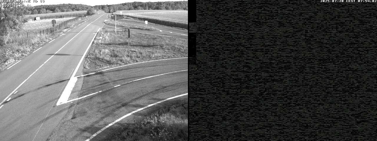 Webcam à Bellefontaine dans les Vosges à 552 mètres d'altitude sur la D63, à la jonction avec la D20A