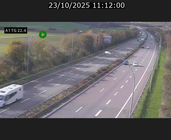 Traffic live webcam Luxembourg Flaxweiler - A1 direction Luxembourg - BK 22.4