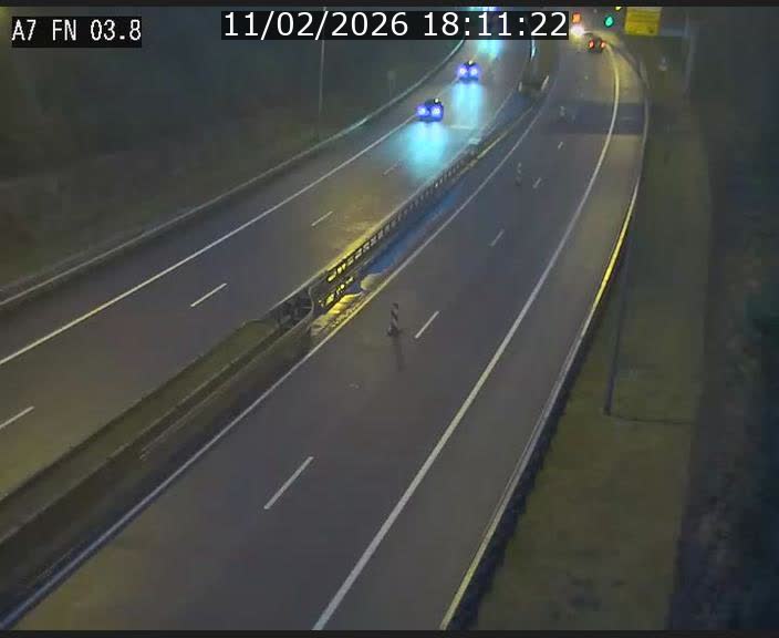 Caméra autoroute Luxembourg A7 - Passage à gibier Rëngelbour - direction Tunnel Stafelter