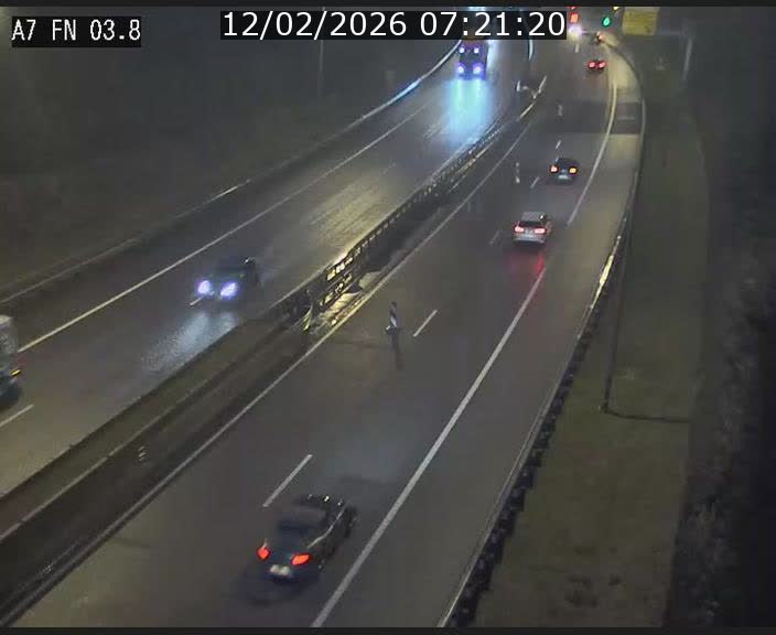Caméra autoroute Luxembourg A7 - Passage à gibier Rëngelbour - direction Tunnel Stafelter
