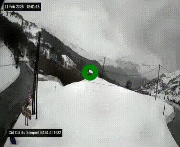 Webcam au col du Somport, côté français, sur la N134, dans les Pyrénées, en direction de l'Espagne, à 1632 mètres d'altitude