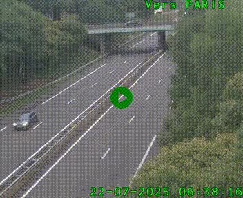 Caméra routière sur l'autoroute A20 au nord de Limoges, à la jonction avec la N520. Vue orientée vers Paris