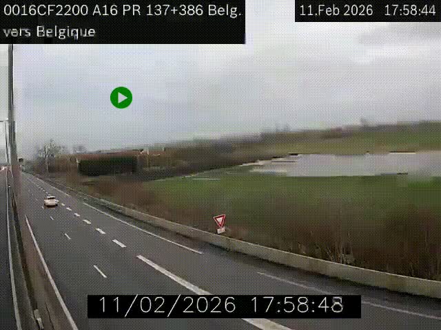 Webcam à la frontière franco-belge au niveau de Bray-Dunes/De-Panne sur l'autoroute A16. Vue orientée vers la Belgique