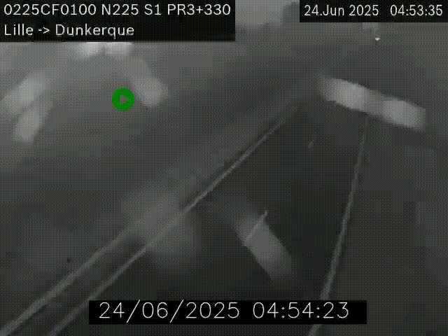Webcam autoroute A25 (N225) à hauteur de Bergues (Bierne). Vue orientée vers Dunkerque.