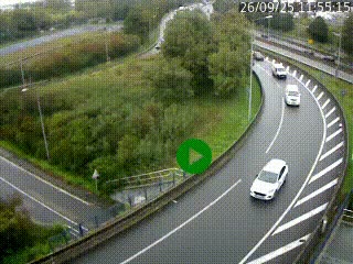 Caméra autoroute à la jonction entre l'A7 et la D301 (Boulevard urbain Sud de Lyon) à Feyzin, au sud de Lyon. Vue orientée vers Mions