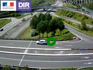 Webcam traffic à Grenoble-sud sur l'autoroute A480. Vue orientée vers l'entrée et la sortie de Grenoble