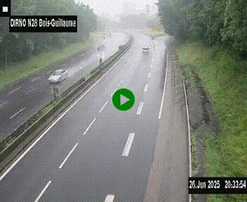 Webcam routière à hauteur de Bois-Guillaume en périphérie de Rouen. Vue orientée vers Rouen