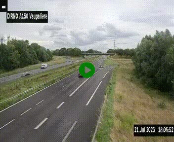 Webcam autoroute A150 à hauteur de La Vaupalière en périphérie de Rouen. Vue orientée vers Rouen