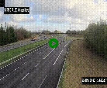 Webcam autoroute A150 à hauteur de La Vaupalière en périphérie de Rouen. Vue orientée vers Rouen