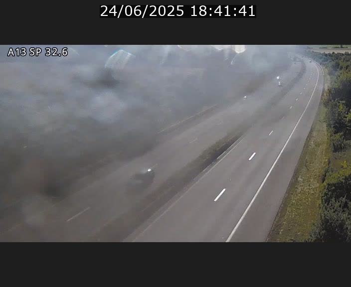 Webcam info trafic A13 à hauteur de Mondorf-les-bains. Vue orientée vers Altwies
