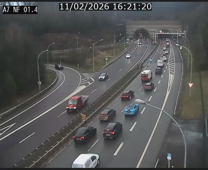 Caméra autoroute Luxembourg A7 - Echangeur Waldhaff - direction Tunnel Stafelter