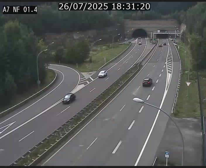 Caméra autoroute Luxembourg A7 - Echangeur Waldhaff - direction Tunnel Stafelter