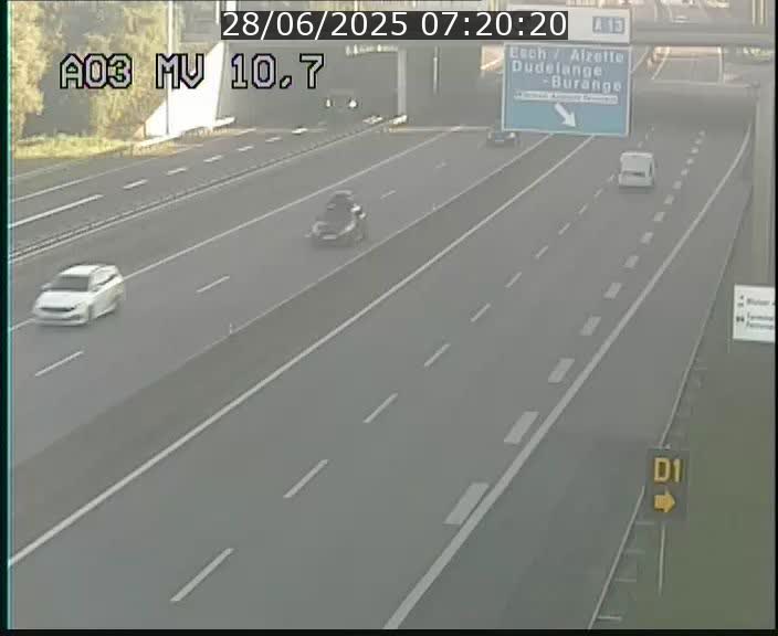 Traffic live webcam Luxembourg Croix de Bettembourg - A3 - BK 10.7 - direction France