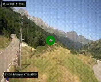Webcam au col du Somport, côté français, sur la N134, dans les Pyrénées, en direction de l'Espagne, à 1632 mètres d'altitude