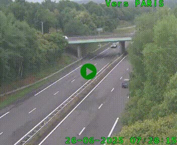 Caméra routière sur l'autoroute A20 au nord de Limoges, à la jonction avec la N520. Vue orientée vers Paris