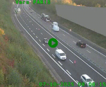 Caméra routière sur l'autoroute A20 à Saint-Pardoux-l'Ortigier, à la jonction avec l'A89. Vue orientée vers Paris