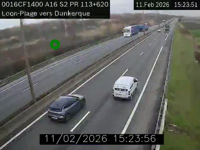 Webcam autoroute A16 à hauteur de Loon-Plage. Vue orientée vers Dunkerque et la Belgique.