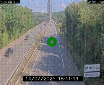 Webcam sur la N165 après le Pont de l'Iroise, à l'entrée de Brest