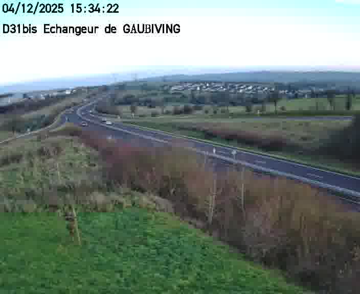 Dispositif d’observation sur D31bis (France) à Gaubiving, en direction de Sarreguemines, offrant une visualisation fiable des conditions de circulation.