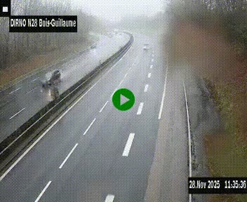 Webcam routière à hauteur de Bois-Guillaume en périphérie de Rouen. Vue orientée vers Rouen