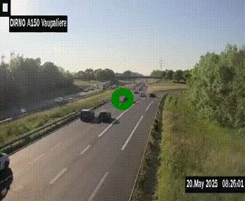 Webcam autoroute A150 à hauteur de La Vaupalière en périphérie de Rouen. Vue orientée vers Rouen