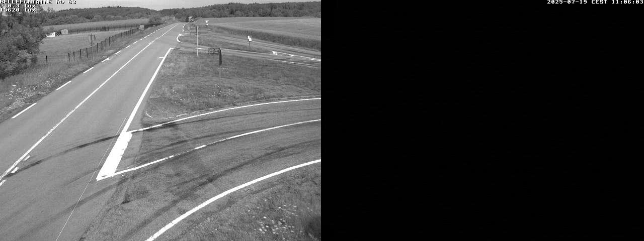 Webcam à Bellefontaine dans les Vosges à 552 mètres d'altitude sur la D63, à la jonction avec la D20A