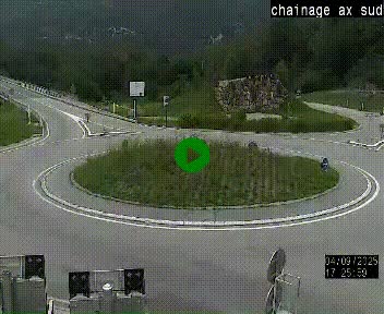 Webcam au nord d'Ax-les-Thermes au niveau de l'aire de chaînage de la N20. Vue orientée vers les Pyrénées, en direction de Pas de la Case