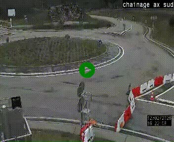 Webcam au nord d'Ax-les-Thermes au niveau de l'aire de chaînage de la N20. Vue orientée vers les Pyrénées, en direction de Pas de la Case