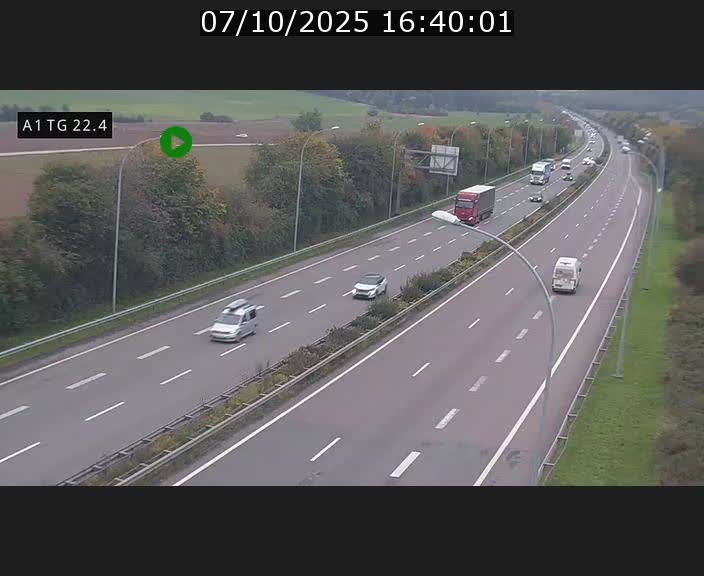 Traffic live webcam Luxembourg Flaxweiler - A1 direction Luxembourg - BK 22.4