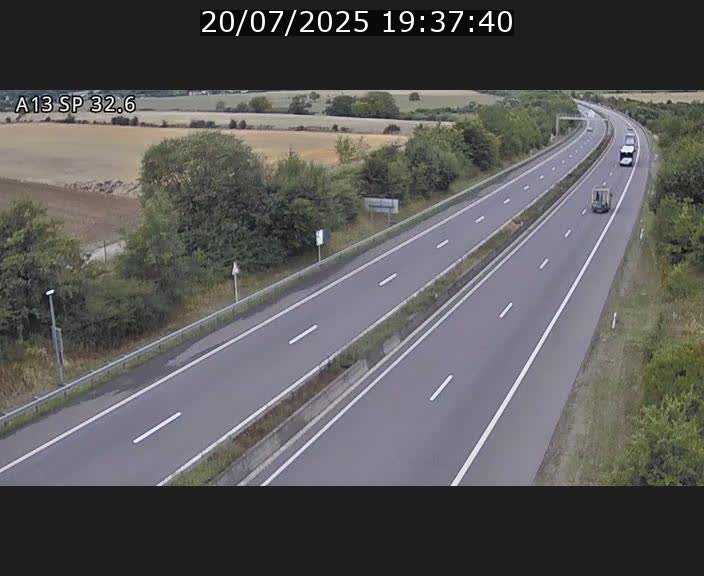 Webcam info trafic A13 à hauteur de Mondorf-les-bains. Vue orientée vers Altwies