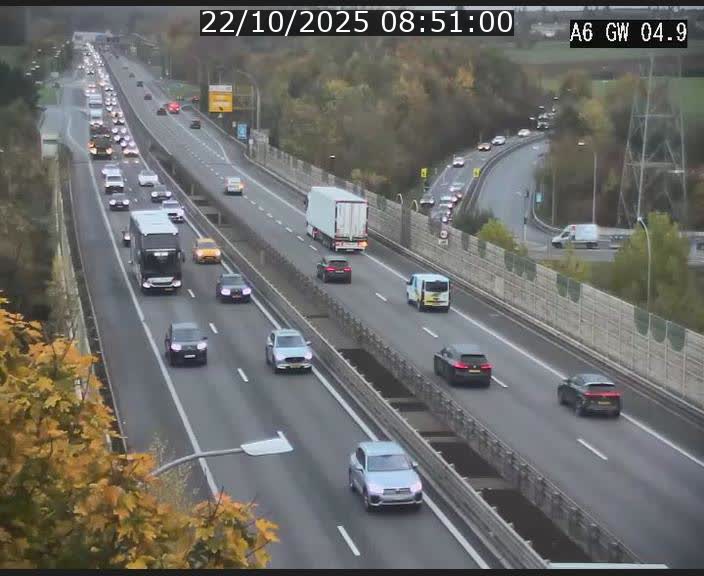 Traffic live webcam Luxembourg Croix de Cessange - A6 - BK 4.9 - direction Belgique