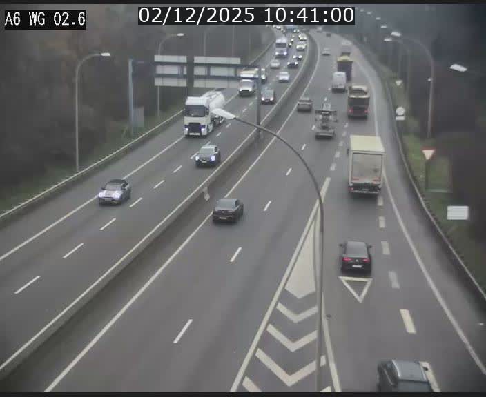Traffic live webcam Luxembourg Croix de Cessange - A6 - BK 2.6 - direction France/Allemagne