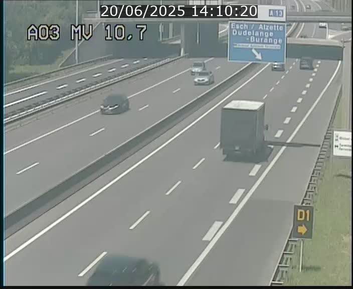 Traffic live webcam Luxembourg Croix de Bettembourg - A3 - BK 10.7 - direction France