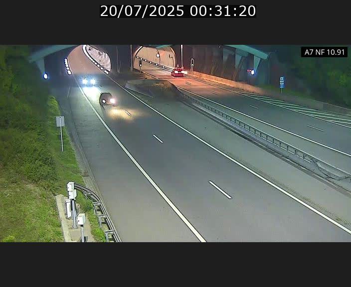Caméra trafic Luxembourg - A7, Tunnel Gousselerbierg, entrée sud, direction Mersch